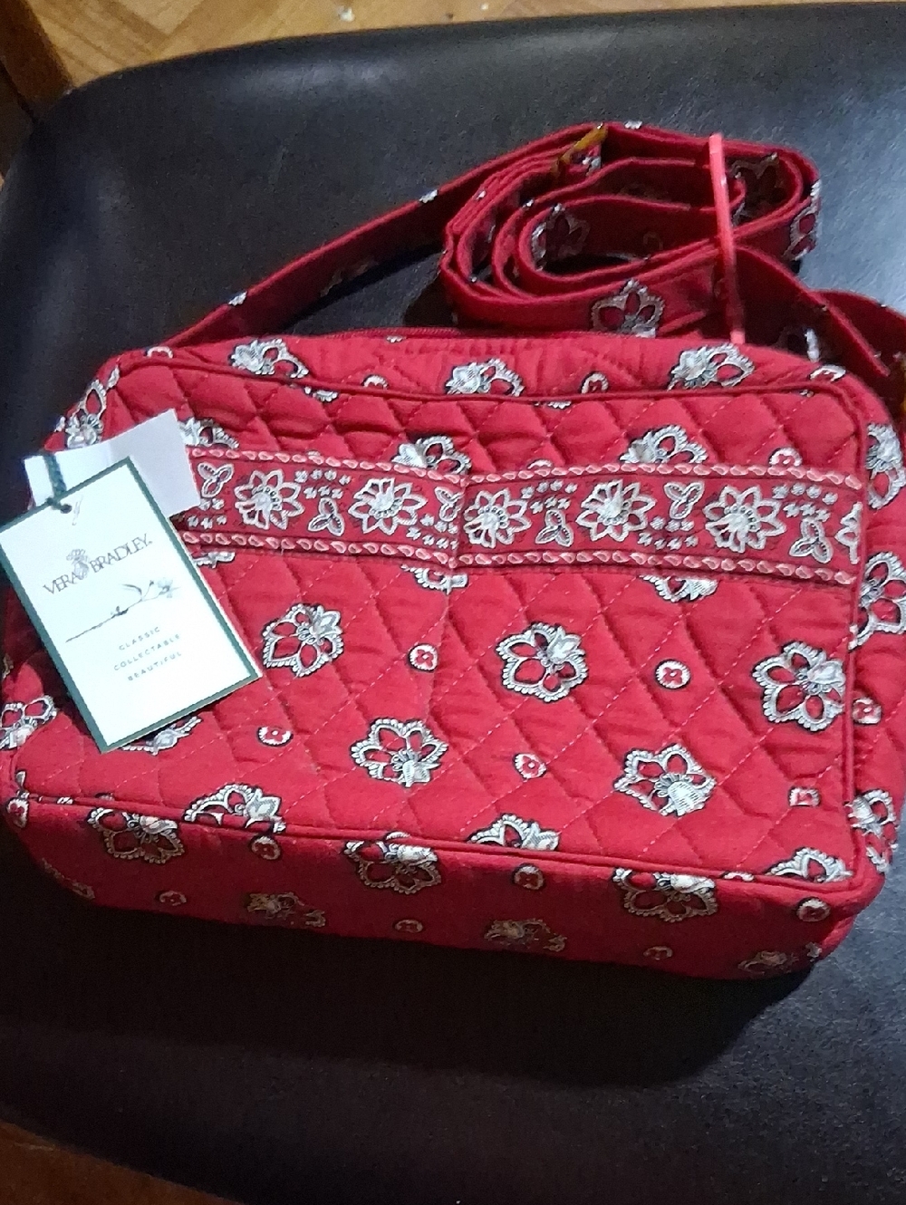 Vera Bradley Red Quilted Floral Crossbody Bag